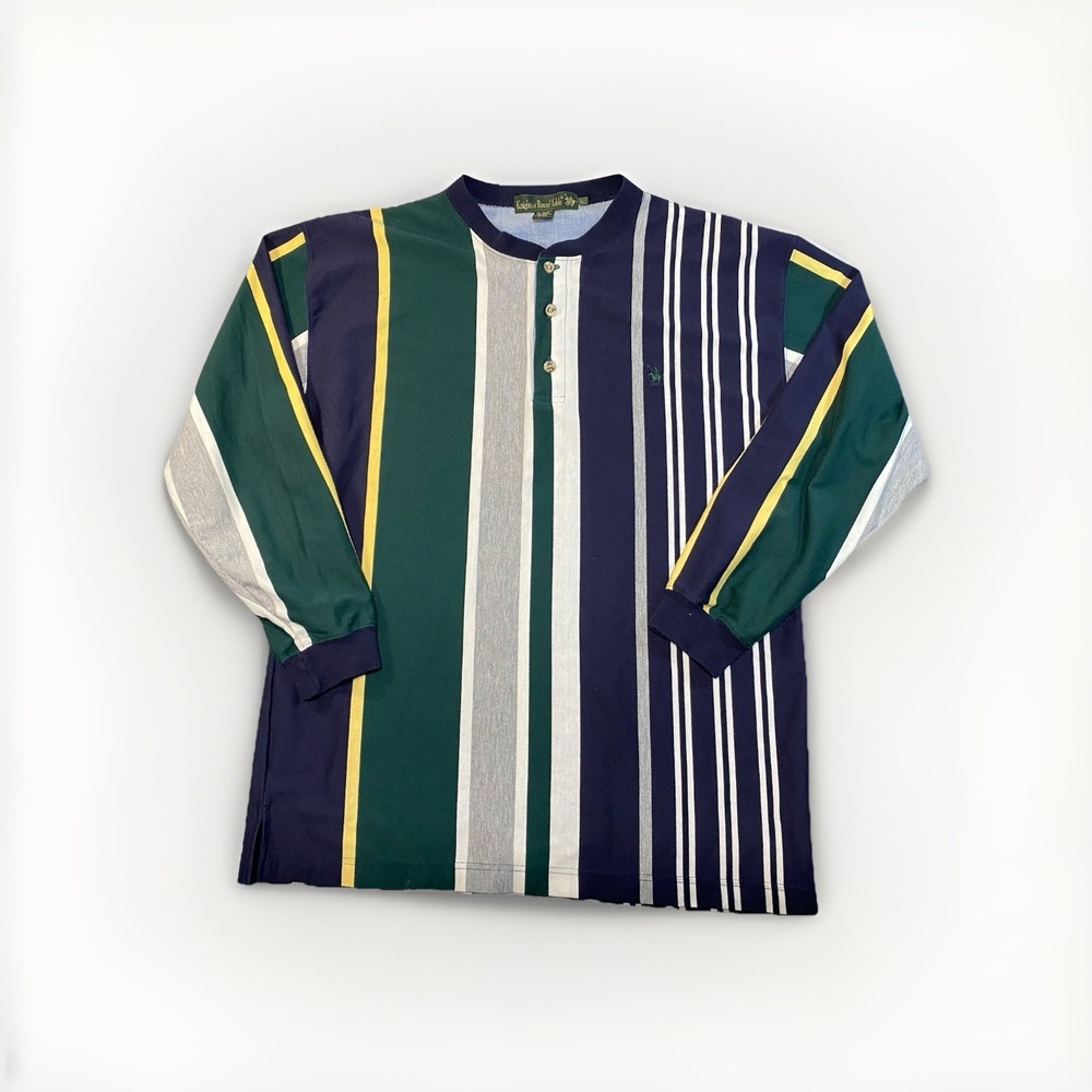 Vintage Knights Of Round Table‎ Polo Shirt Adult Large Striped Classic 1990s